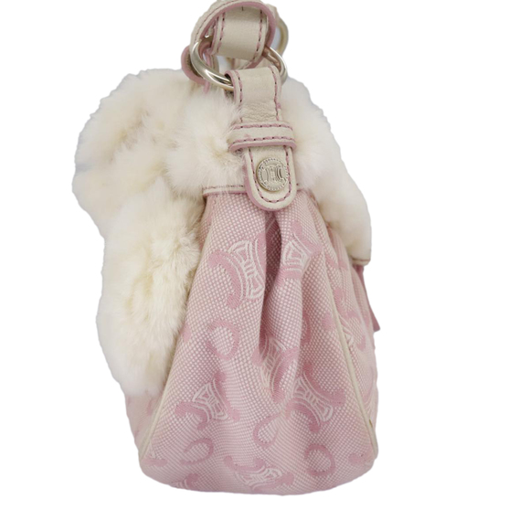 CELINE Paris Macadam Canvas Shoulder Bag Pink Gold Auth 96940 - Picture 5 of 16